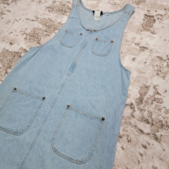 Vintage 90s Soft Girl Denim Zip Jumper Medium Coastal Dress Y2K Cottage - Picture 3 of 10